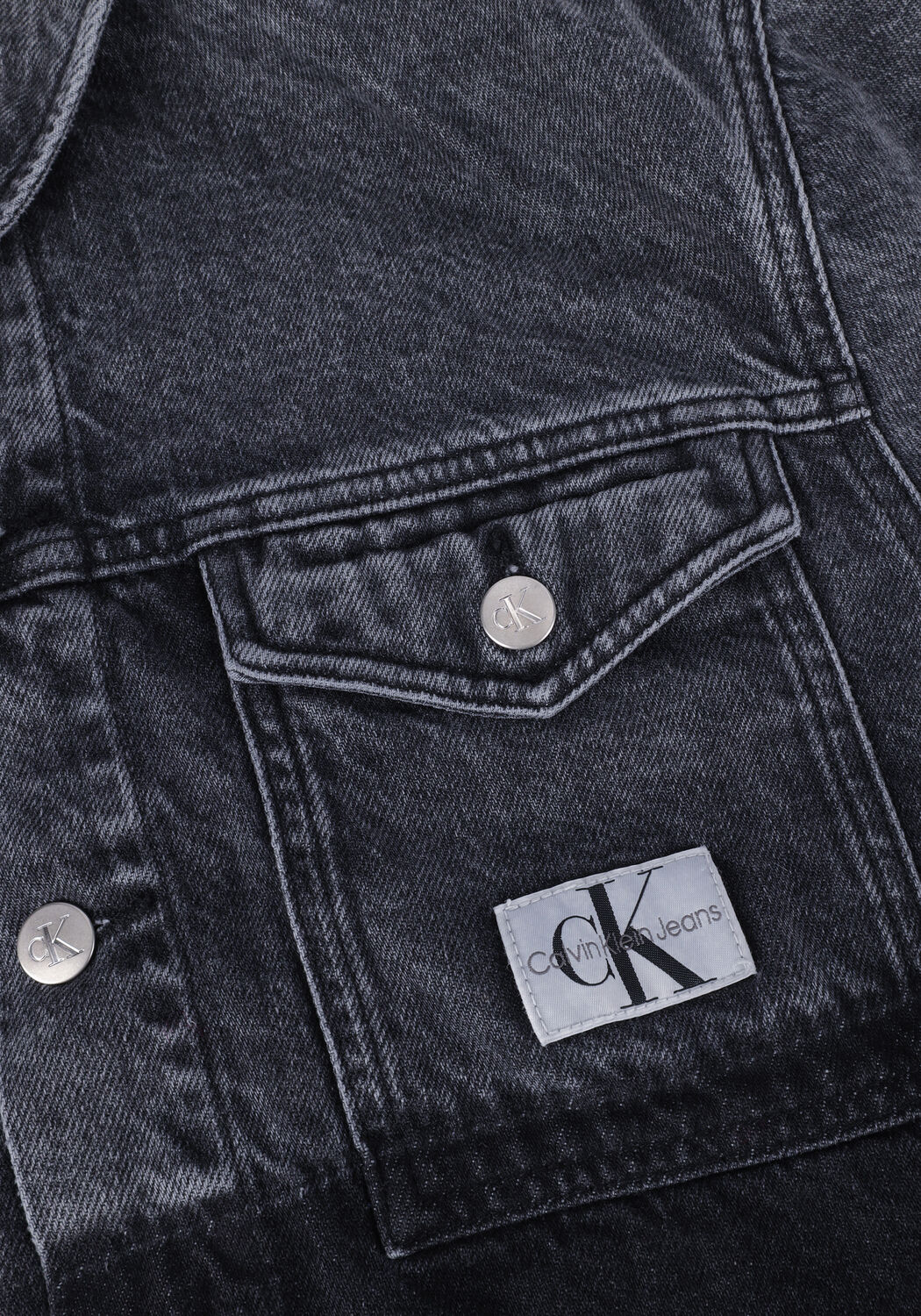Schwarze CALVIN KLEIN Jeansjacke CROPPED OVERSIZED DENIM JACKET - large