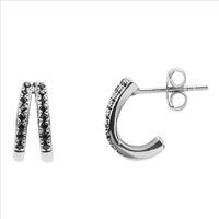 Silberfarbig ATLITW STUDIO Ohrringe BLISS EARRINGS 2 SPLIT ONYX ZI - medium