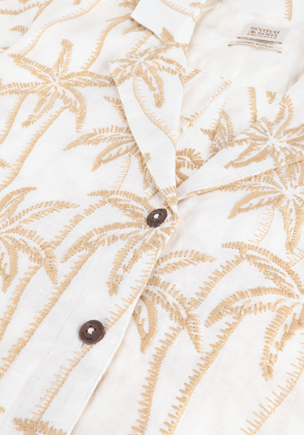 Sand SCOTCH & SODA Blusen EMBROIDERED LINEN HAWAIIAN SHIRT - large