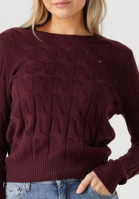 Bordeaux TOMMY HILFIGER Pullover SOFT WOOL CABLE C-NK LS SWT - large