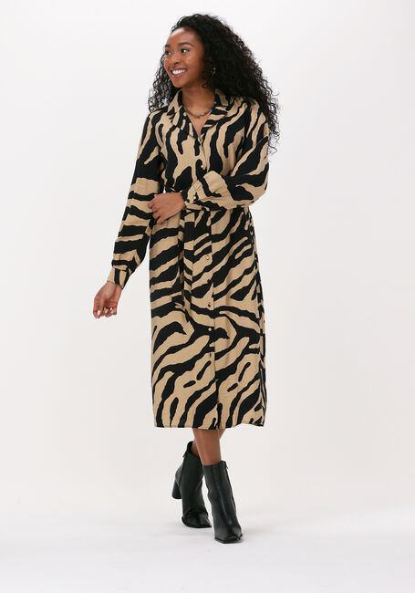 Beige OBJECT Midikleid FIE L/S SHIRT DRESS - large