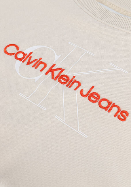 Creme CALVIN KLEIN Sweatshirt TWO TONE MONOGRAM CROP CREW NECK - large