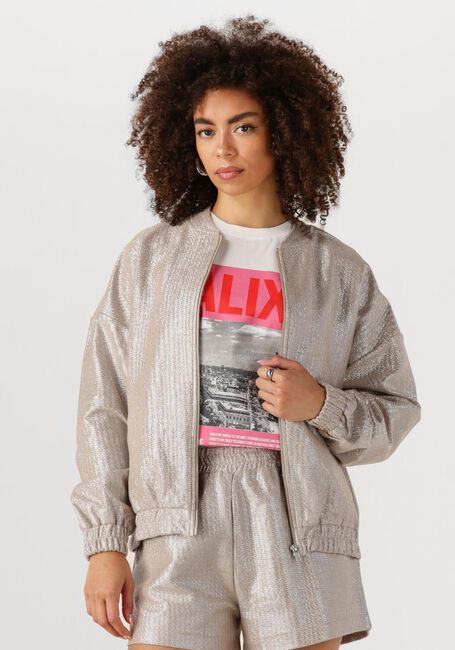 Silberne ALIX THE LABEL Jack LADIES WOVEN FOIL JACKET - large