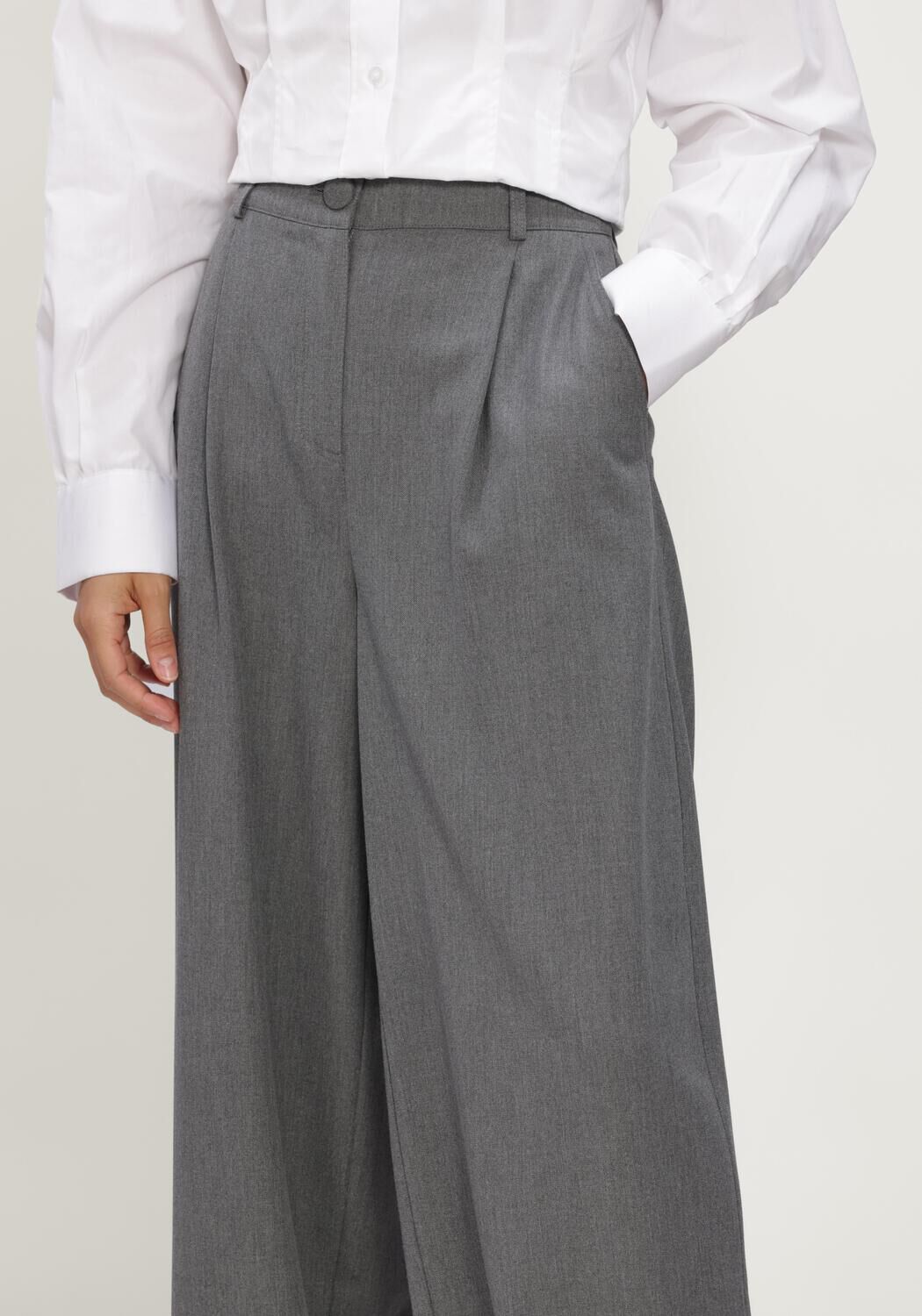 Graue JANICE Hosen BROEK RECHTE WIJDE PIJP - large