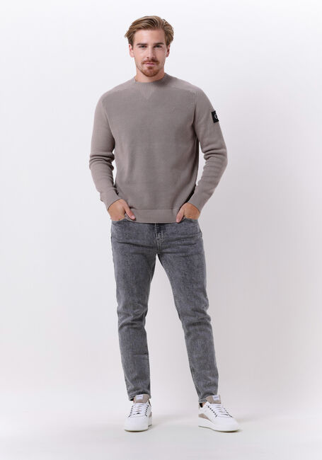 Taupe CALVIN KLEIN Sweatshirt MONOLOGO BADGE SWEATER - large