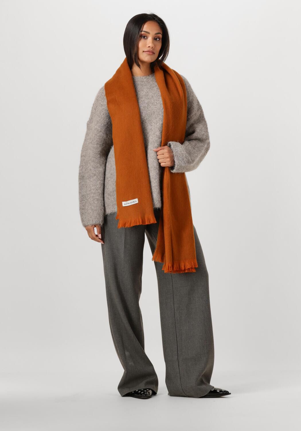 Camelfarbene ALPACA LOCA Schal 401 SCARF - large