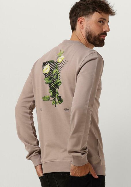 Taupe PUREWHITE Pullover CREWNECK WITH FRONT PRINT AND BACK ARTWORK - large