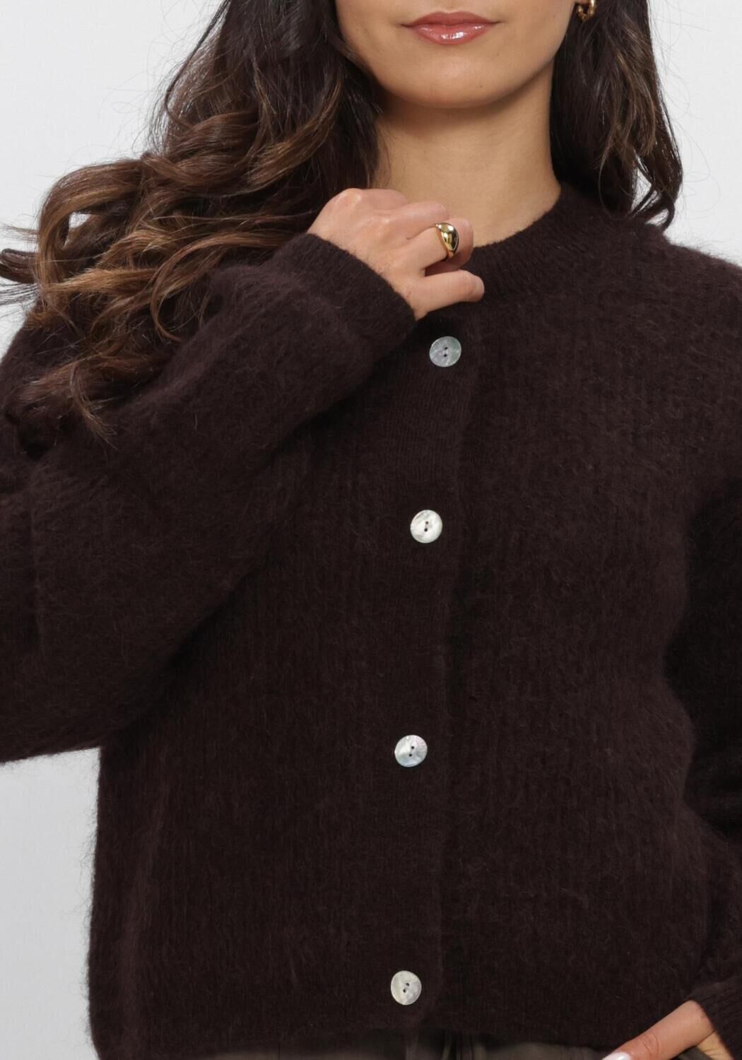 Braune SECOND FEMALE Strickjacke ANDREA KNIT RIB LS CARDIGAN - large