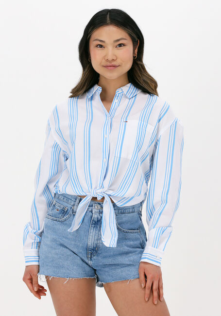 Blaue TOMMY JEANS Blusen TJW FRONT TIE STRIPE SHIRT - large