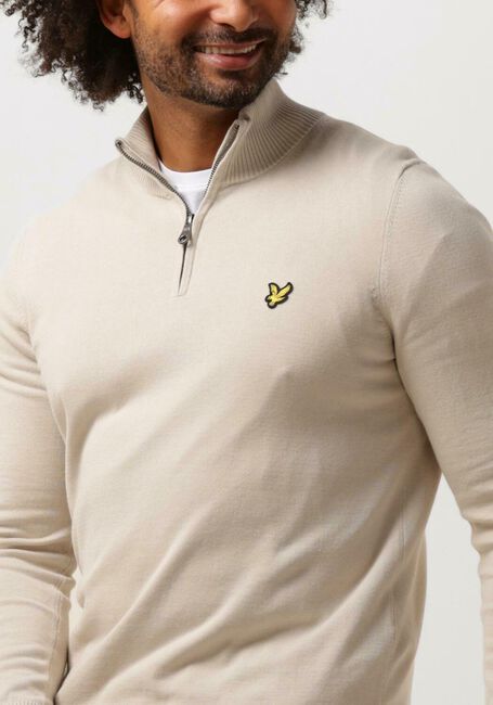 Beige LYLE & SCOTT Pullover QUARTER ZIP JUMPER - large