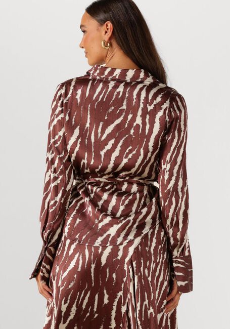 Braune ROUGE EDIT Blusen ROUSHIANA LS PRINTED RESORT COLLAR SHIRT - large