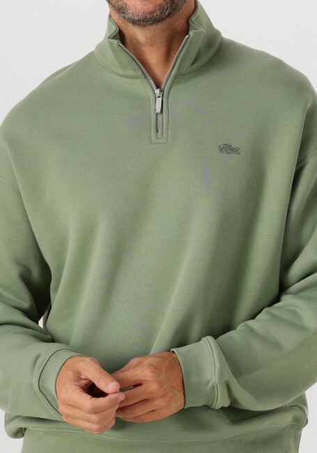 Grüne LACOSTE Sweatshirt LOOSE FIT ZIP NECK FLEECE SWEATSHIRT - large