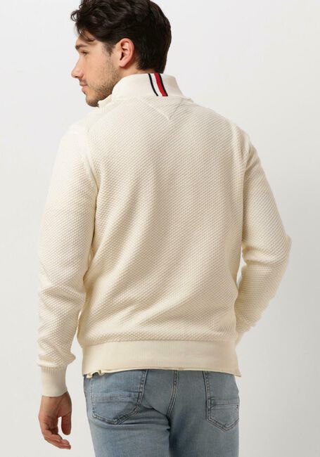 Beige TOMMY HILFIGER Pullover OVAL STRUCTURE ZIP MOCK - large