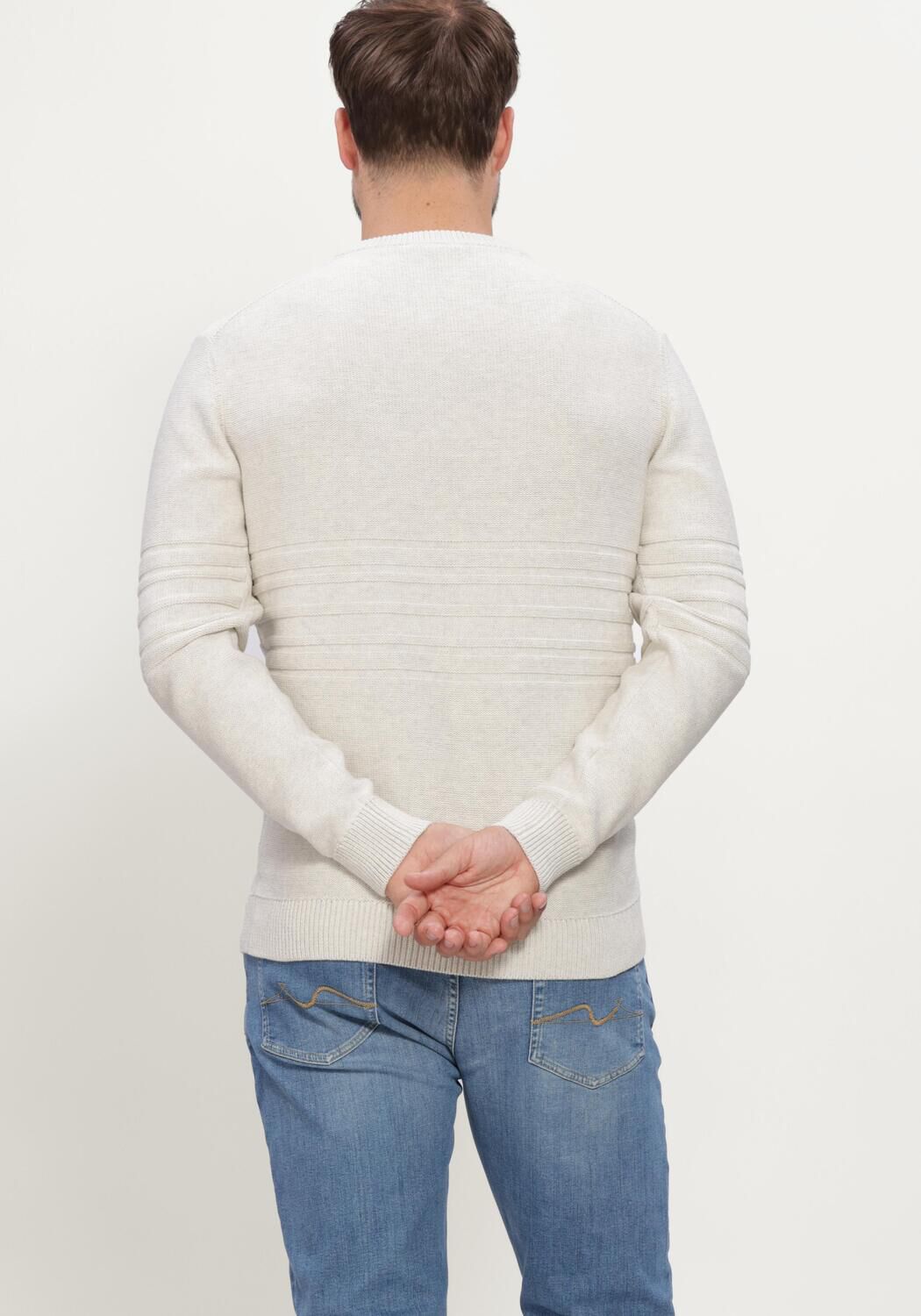Ecru GENTILUOMO Pullover ROUND NECK LS - large