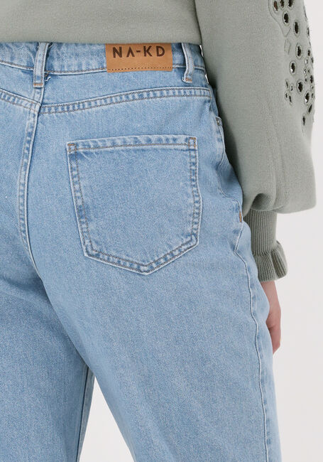 Hellblau NA-KD Mom jeans HIGH WAIST SIDE SLIT DENIM - large