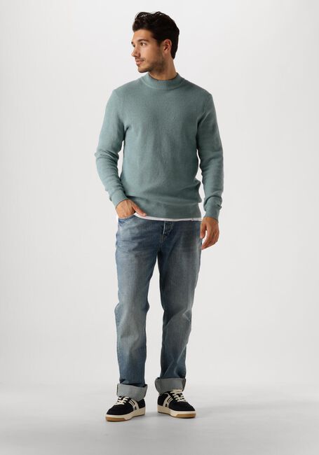 Blaue CAST IRON Pullover MOCK NECK FINE BOUCLE - large