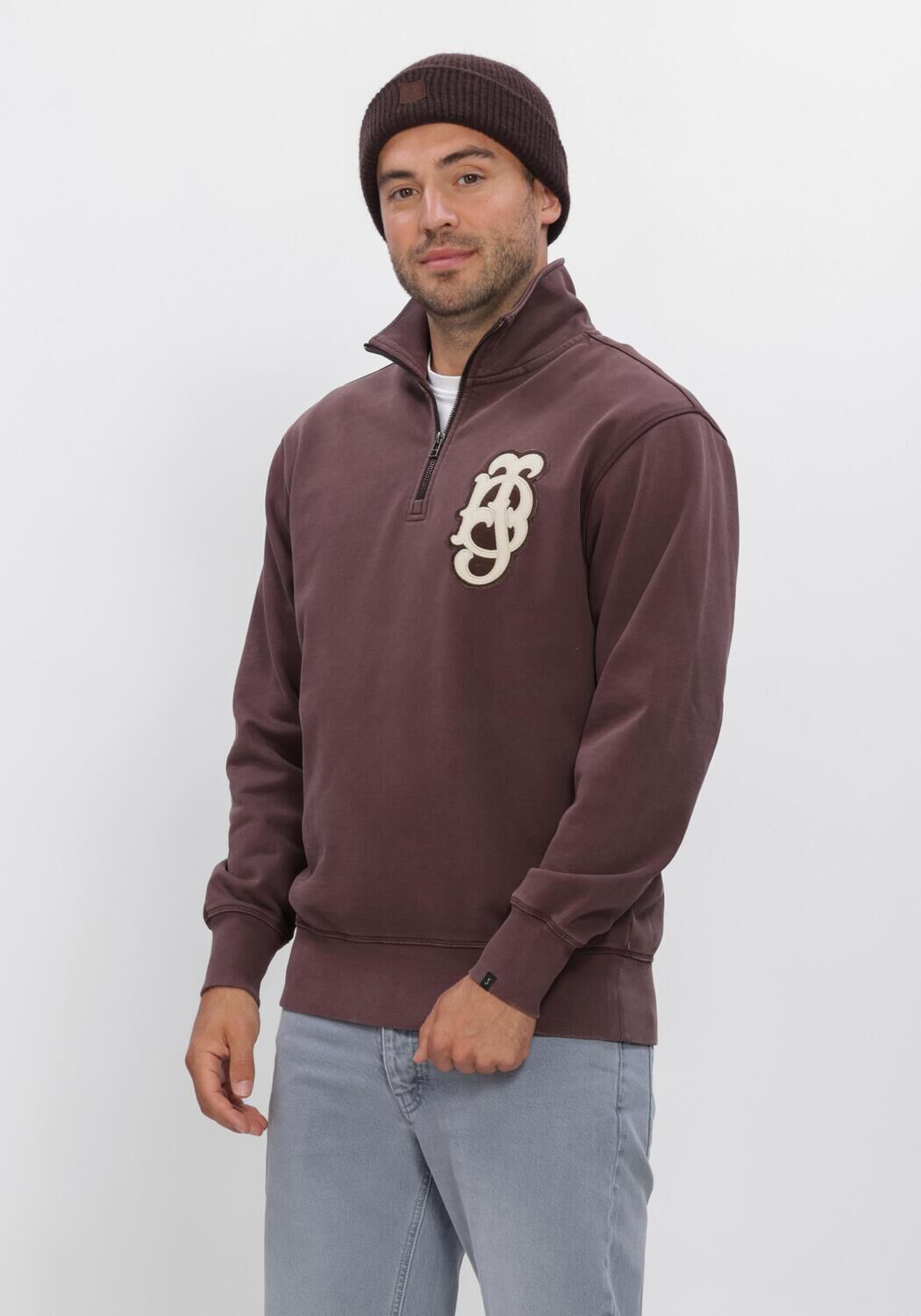 Bordeaux BUTCHER OF BLUE Sweatshirt LOGO HALF ZIP - large