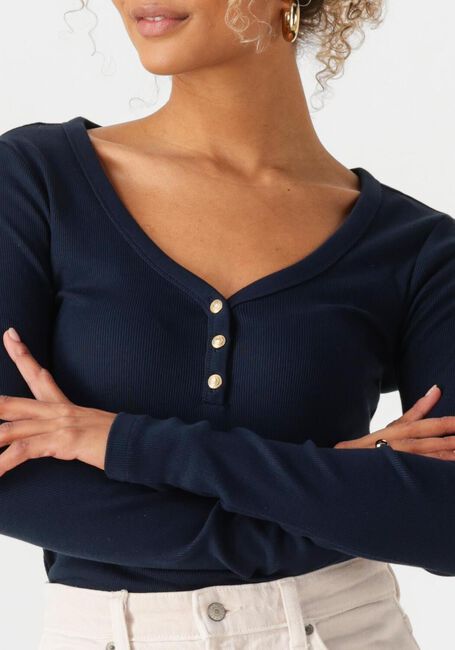 Dunkelblau TOMMY HILFIGER Top SLIM HENLEY GB SCOOP-NK LS - large