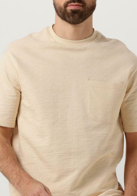 Beige SELECTED HOMME T-shirt SLHLOOSSAUL SLUB SS O-NECK TEE - large