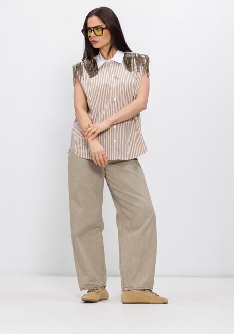 Beige DANTE6 Blusen RHOBIN SLEEVELESS FRINGE DETAI SHIRT - large