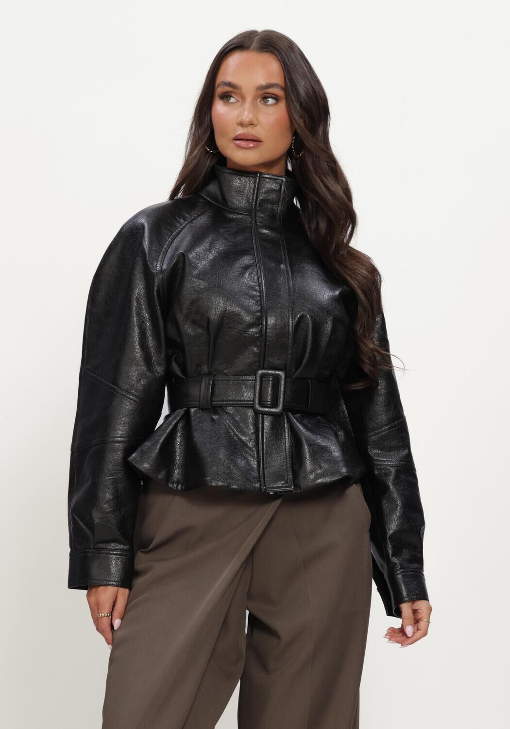 Schwarze NEO NOIR Lederjack JACLYN FAUX LEATHER JACKET - large