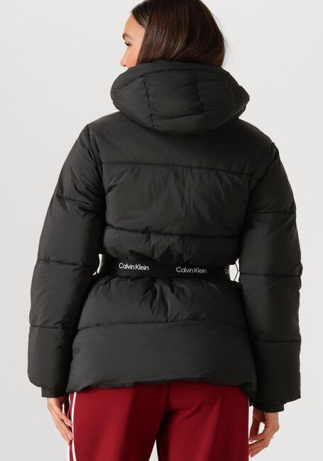Schwarze CALVIN KLEIN Wattierte Jack BELTED MIDWEIGHT PUFFER - large