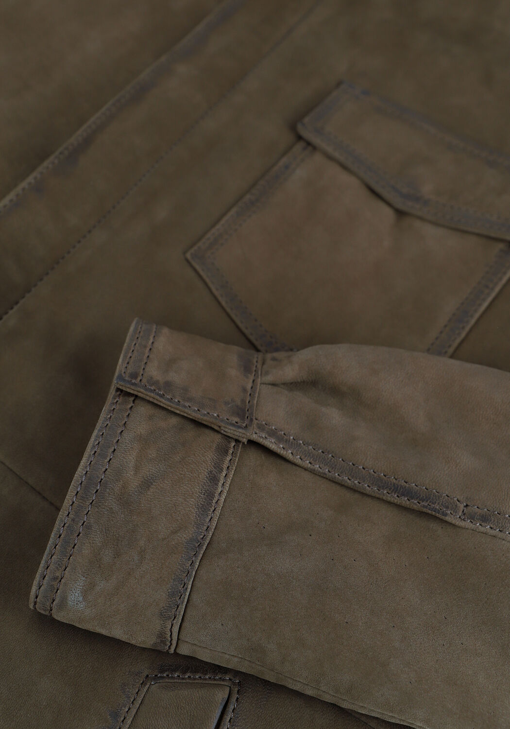 Gr&uuml;ne GOOSECRAFT Lederjack GC SIN CITY NUBUCK OVERSHIRT - large