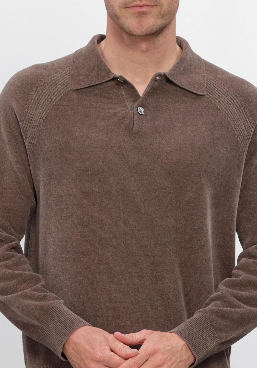 Braune PROFUOMO Pullover POLO LS CHENILLE - large