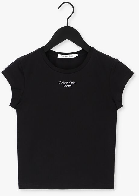 Schwarze CALVIN KLEIN T-shirt STACKED LOGO TIGHT TEE - large