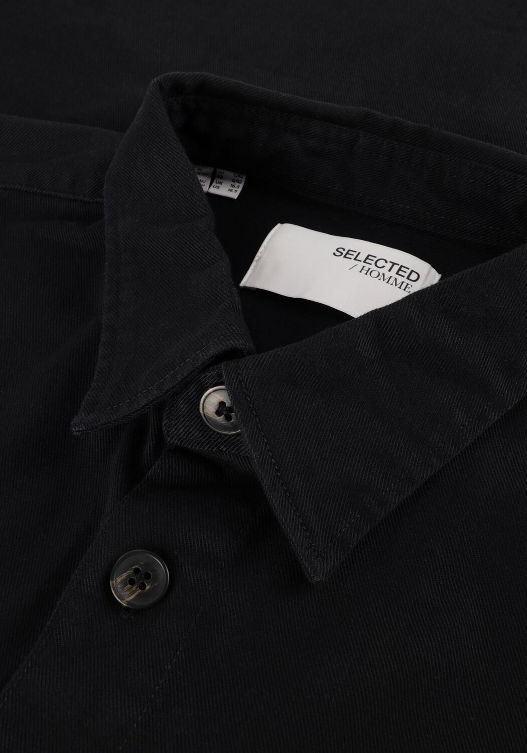 Schwarze SELECTED MEN Overshirt SLHTRAVIS TWILL OVERSHIRT LS NOOS - large