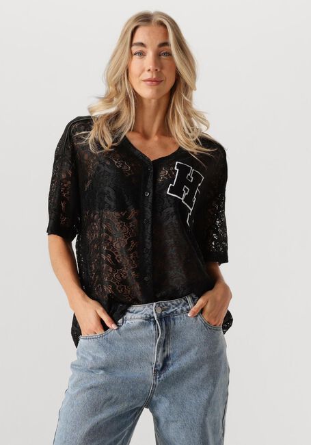 Schwarze HAUTE L'AMITIÉ Top COURT LACE TEE - large
