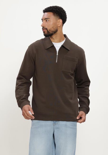 Braune SELECTED MEN Pullover SLMSCOTT LS HALF ZIP SWEAT - large