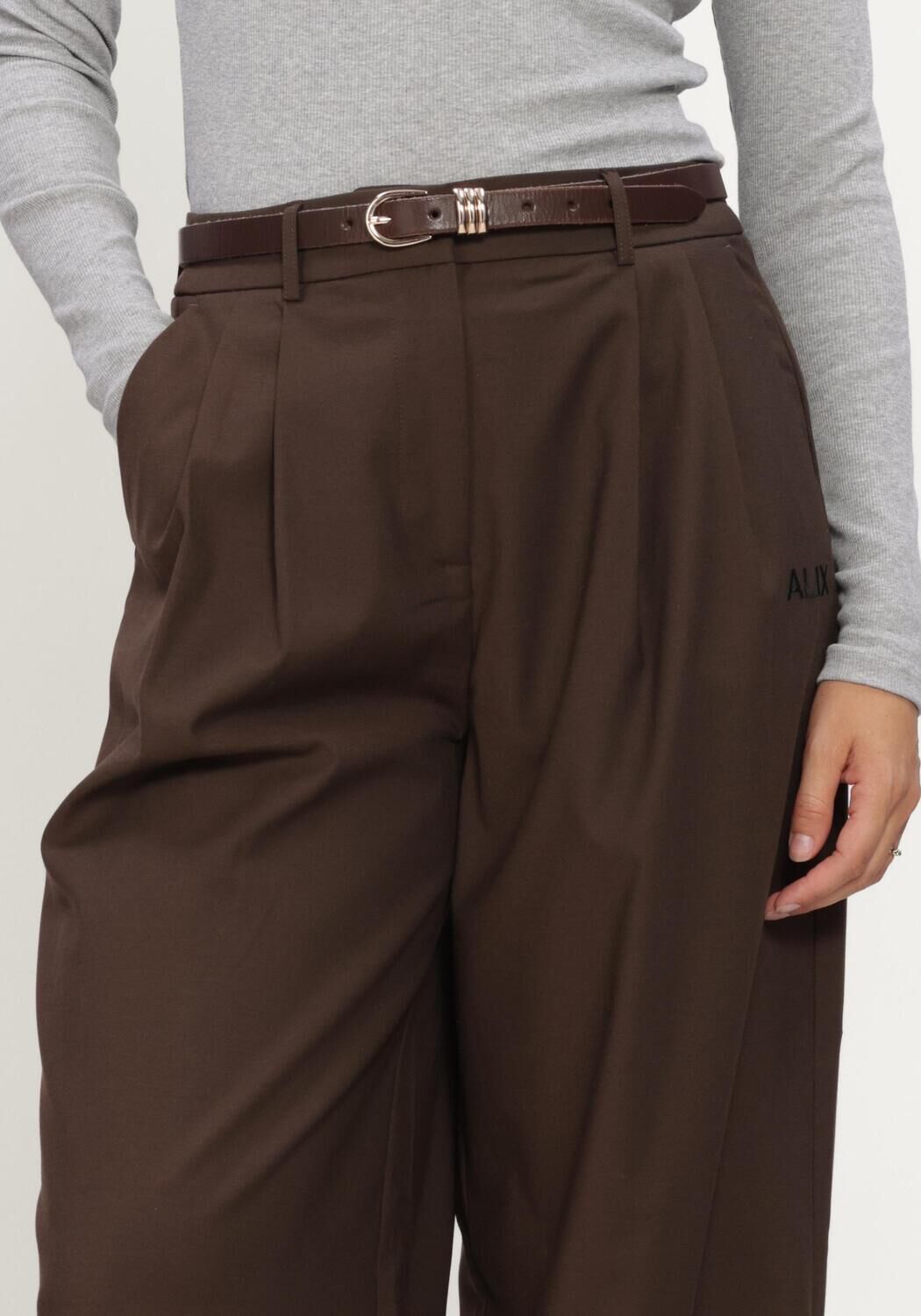 Braune ALIX THE LABEL Weite Hose LADIES WOVEN WIDE LEG PANTS - large