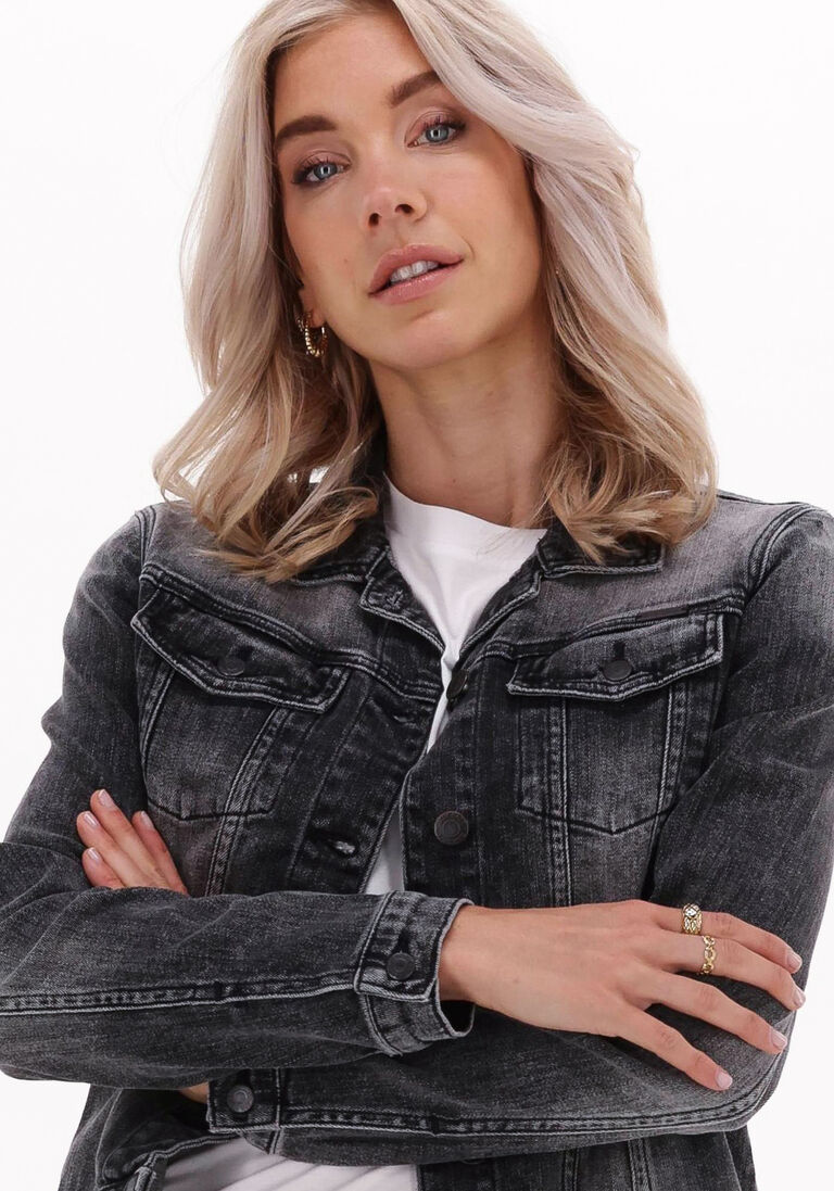 schwarze summum jeansjacke basic denim jacket black heavy twill