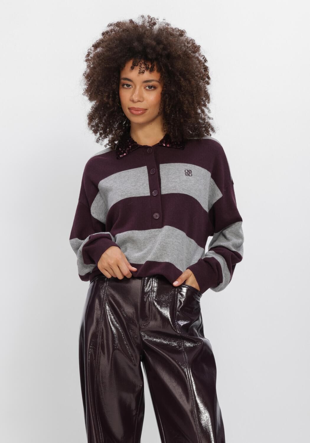 Bordeaux DANTE6 Pullover BRAYDEN STRIPE SWEATER - large