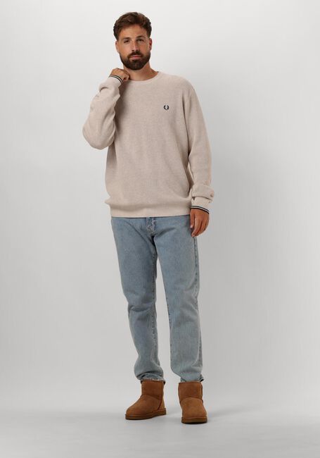 Nicht-gerade weiss FRED PERRY Pullover WAFFLE STITCH CREW NECK JUMPER - large