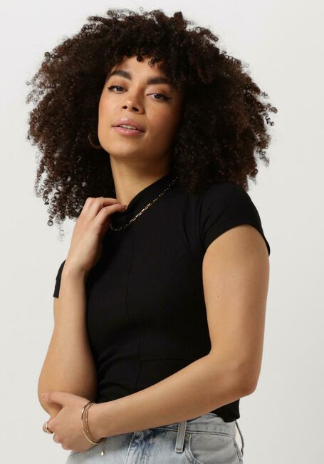 Schwarze CALVIN KLEIN Top SEAMING RIB SLIM TEE - large