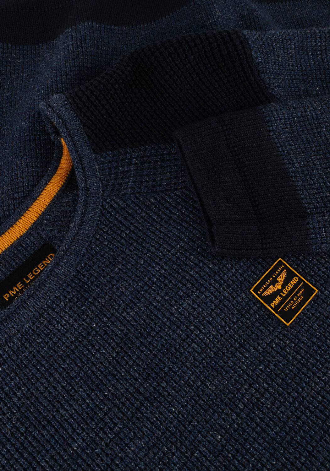 Blaue PME LEGEND Pullover R-NECK COTTON RIB MELEE KNIT - large