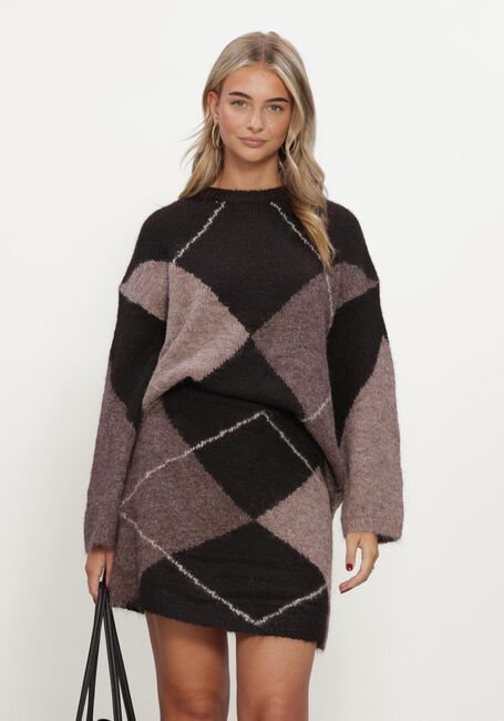 Braune NEO NOIR Pullover INGA CHECK FLUFF KNIT BLOUSE - large