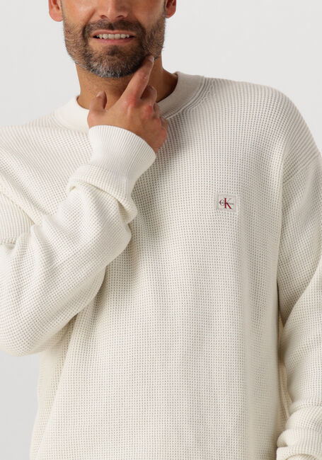 Ecru CALVIN KLEIN Pullover LS EZ COTTON WAFFLE CREWNK SWTR 9 - large