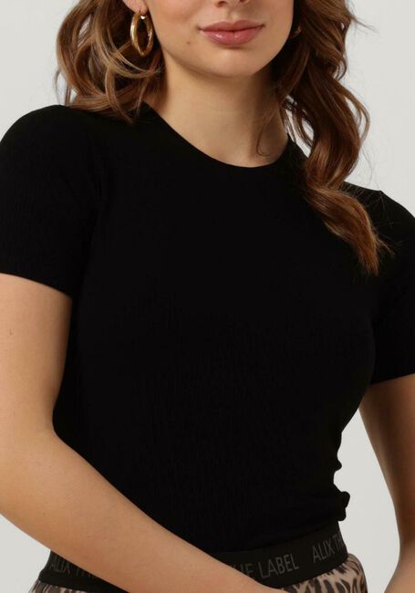 Schwarze ALIX THE LABEL T-shirt LADIES KNITTED RIB T-SHIRT - large