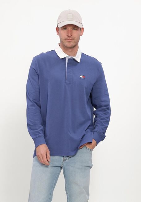 Blaue TOMMY JEANS Polo-Shirt TJM RLX ESS BADGE RUGBY EXT - large