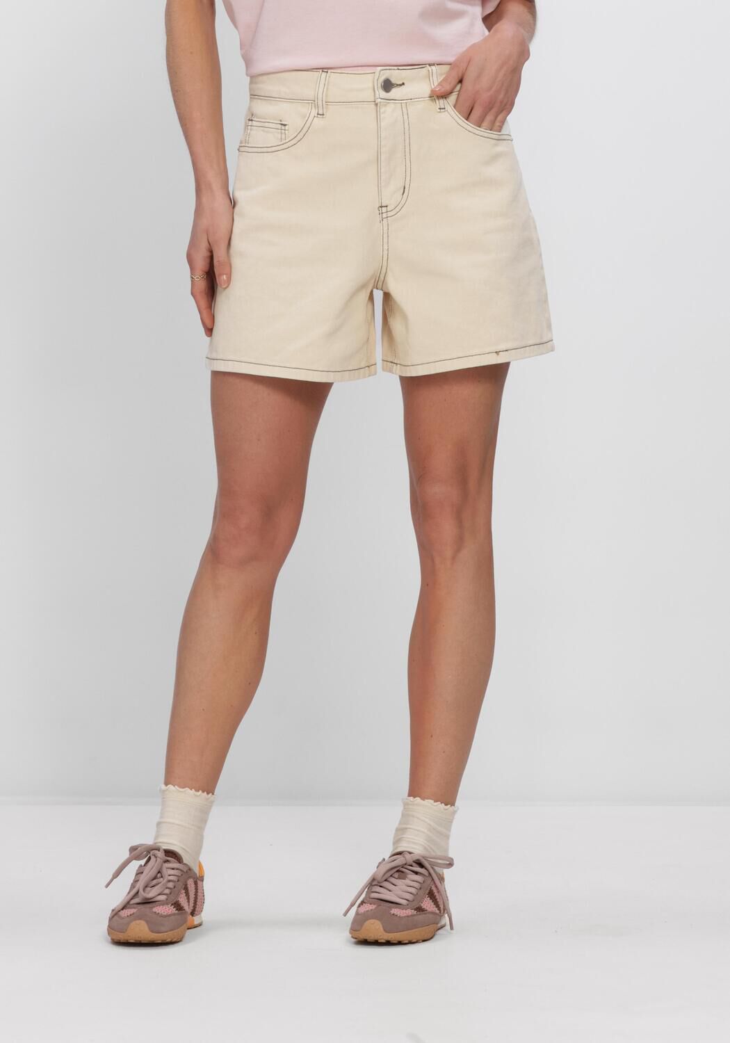 Beige OBJECT Kurze Hosen OBJANDREA HW SHORTS - large