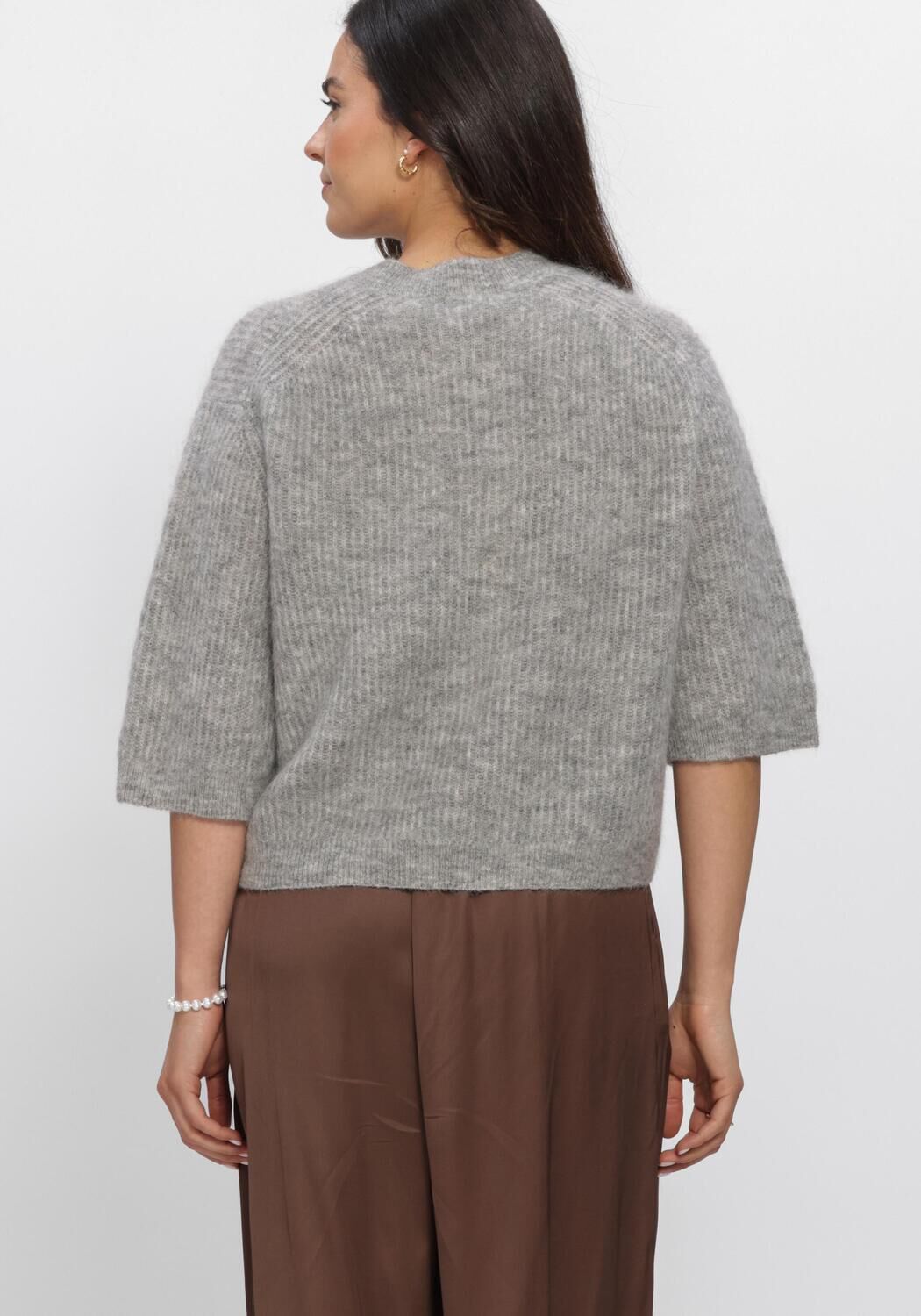 Graue SECOND FEMALE Strickjacke ANDREA KNIT RIB CARDIGAN - large