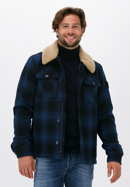 Dunkelblau DSTREZZED Jack CARPENTER JACKET WOOL CHECK - large