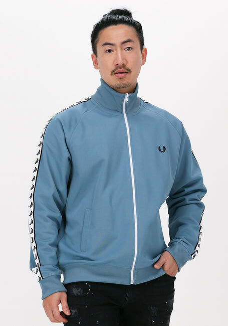 Blaue FRED PERRY Strickjacke TAPED TRACK JACKET - large