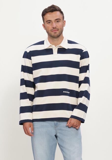 Dunkelblau POCKIES Polo-Shirt STRIPED LS POLO - large