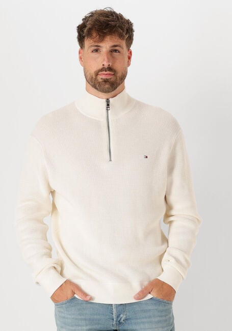 Creme TOMMY HILFIGER Pullover RACKING STRUCTURE ZIP MOCK - large