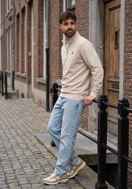 Ecru LYLE & SCOTT Sweatshirt LOOPBACK QUARTER ZIP SWEAT - large