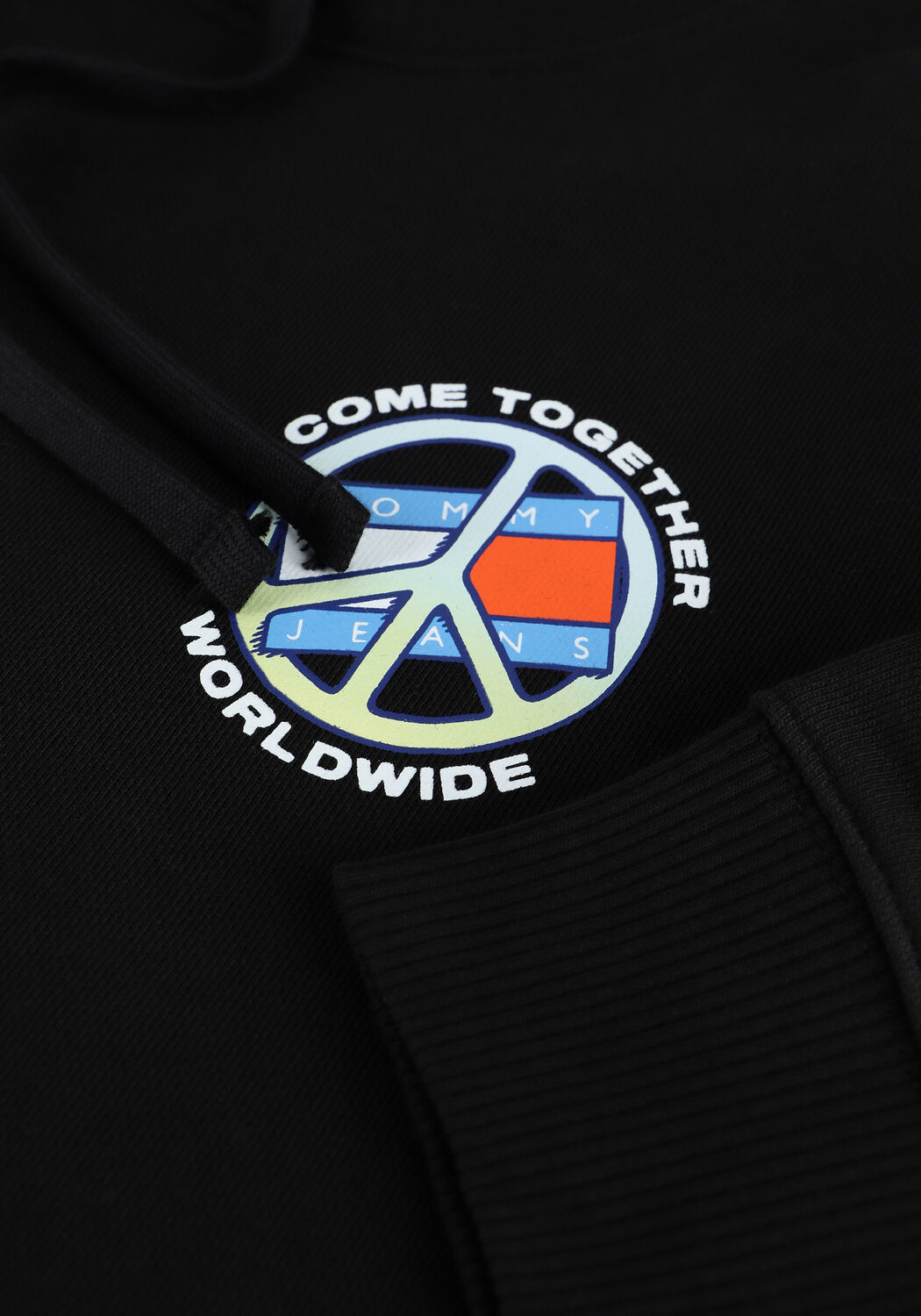 Schwarze TOMMY JEANS Sweatshirt TJM TOGETHER WORLD PEACE HOODI - large